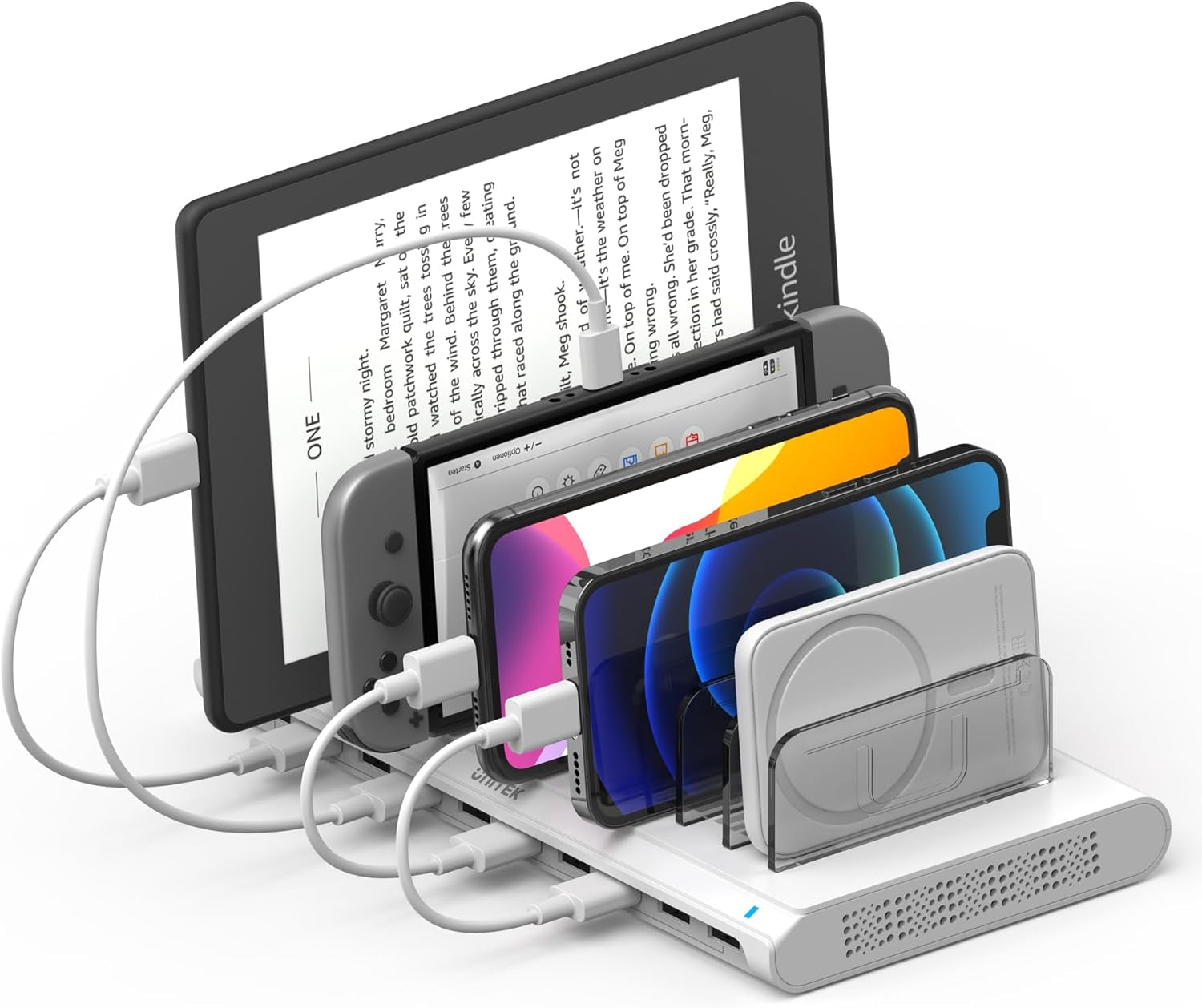 Unitek 10-Port USB Charging Station - Smartic Technology & Adjustable Dividers for Ultimate Device Organization