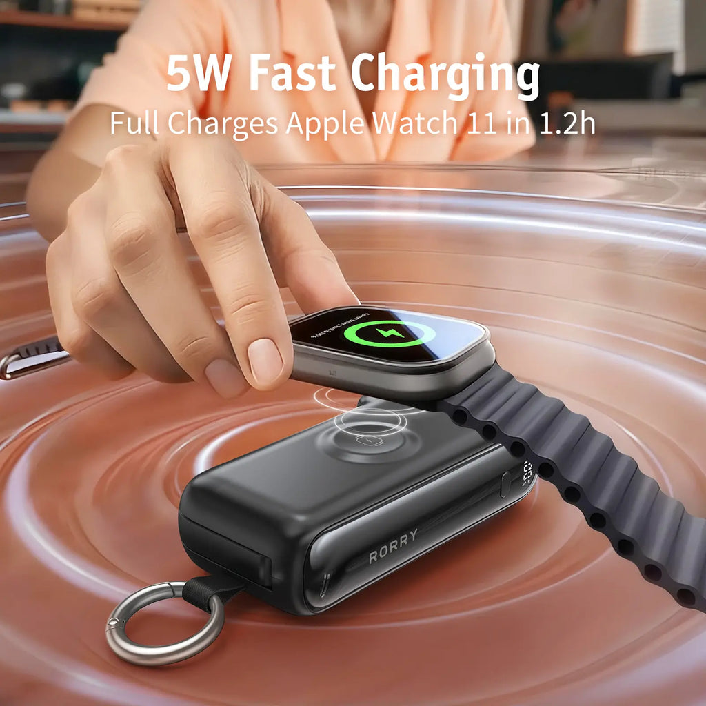 RORRY Flow Portable Charger 10000Mah 40W Fast Charging Power Bank with USB C Cable & Foldable Plug for Iphone 17/16/15 Apple Watch Ipad Macbook Travel Essentials Tiktokshopspringglowup
