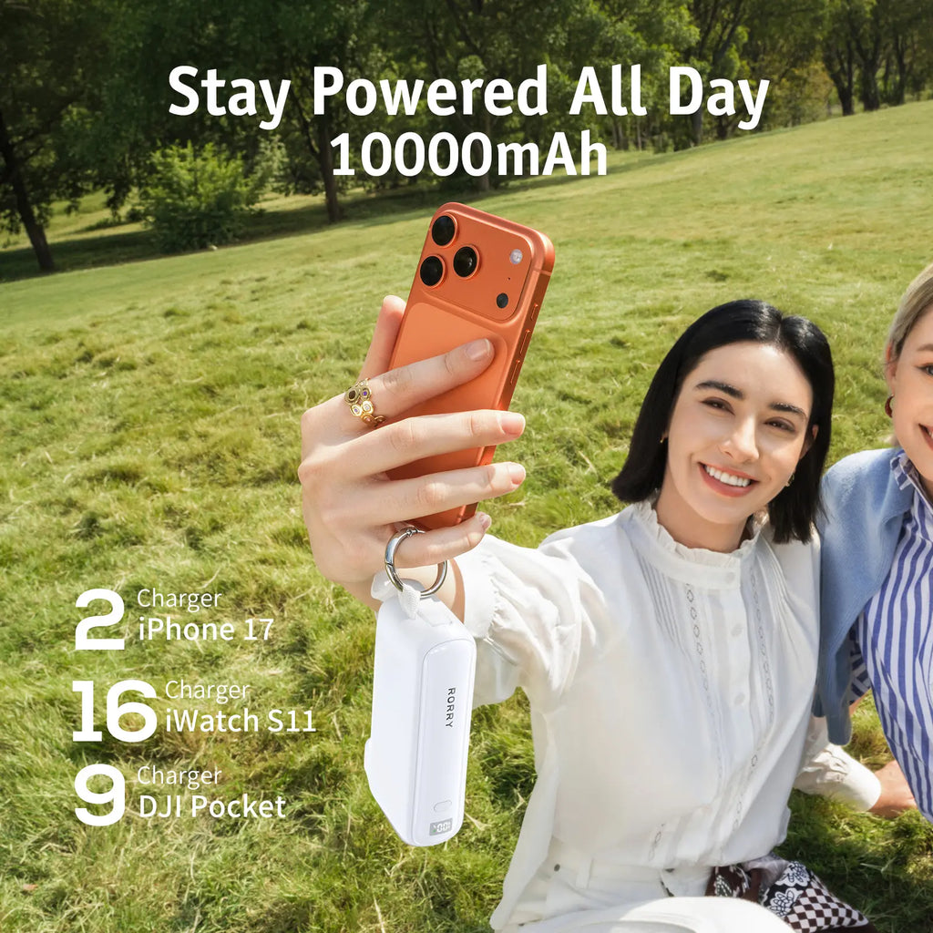 RORRY Flow Portable Charger 10000Mah 40W Fast Charging Power Bank with USB C Cable & Foldable Plug for Iphone 17/16/15 Apple Watch Ipad Macbook Travel Essentials Tiktokshopspringglowup