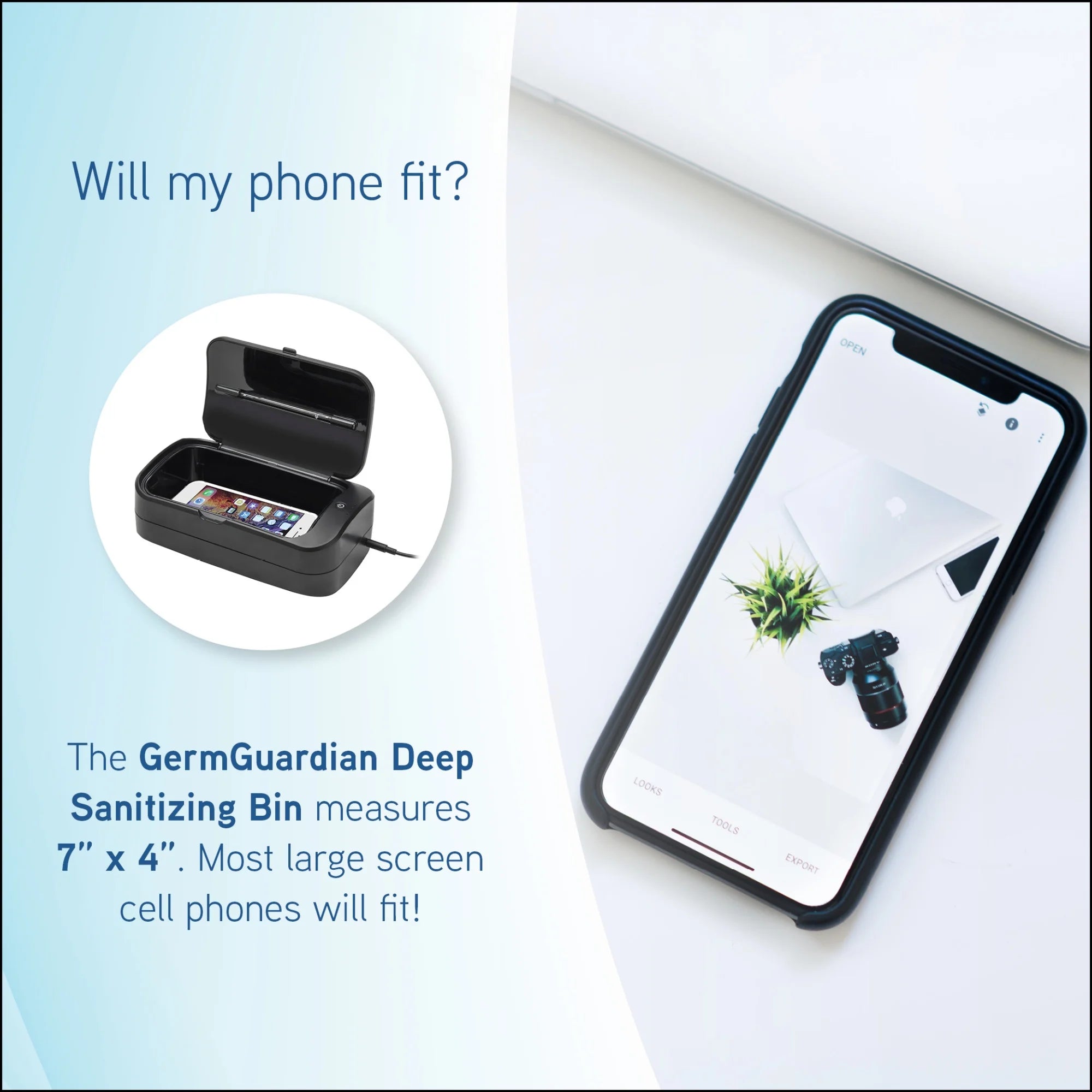 Germ Guardian UV-C Phone Sanitizer and Disinfectant for Phones, Keys and Glasses, GG900
