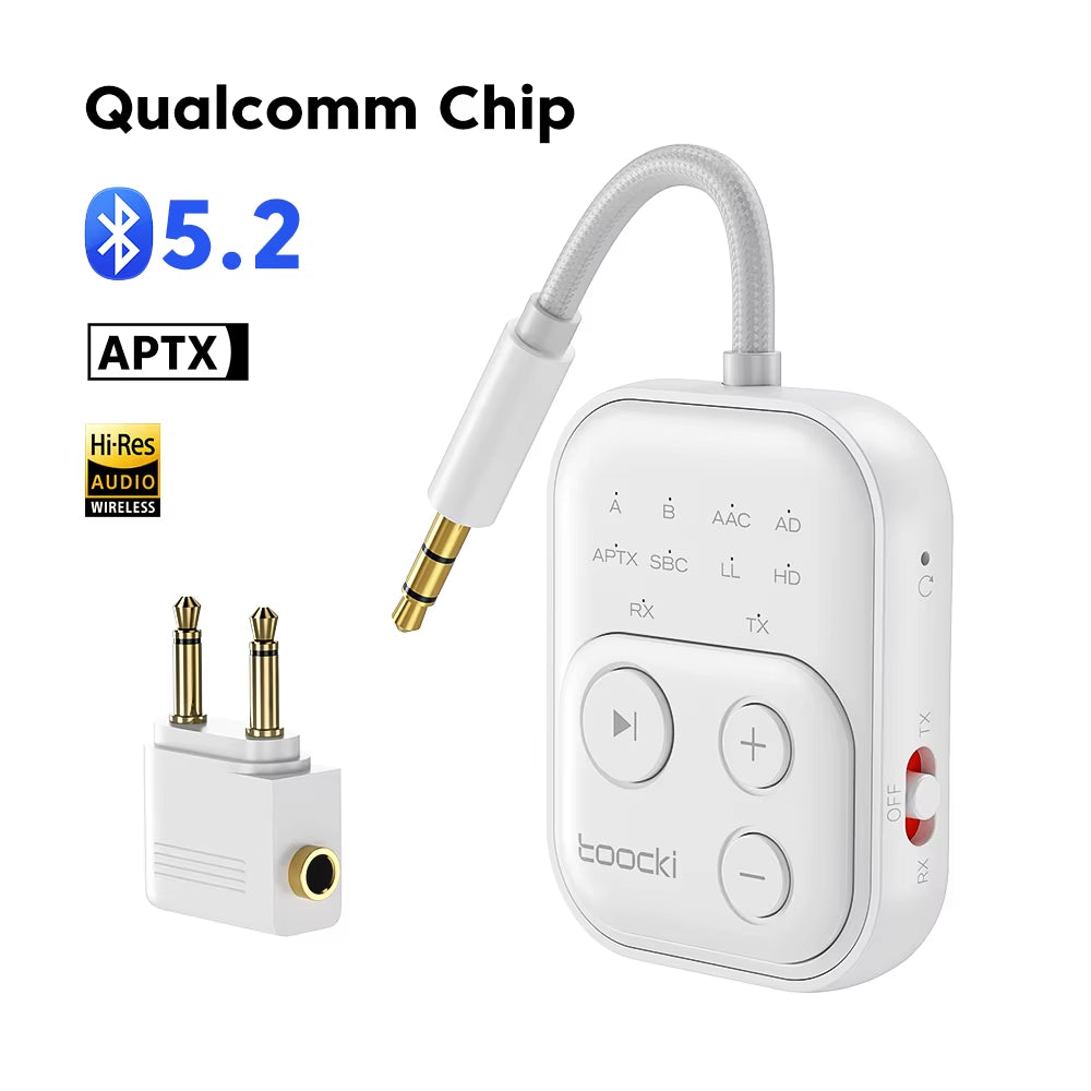Bluetooth 5.4 Audio Reciever Transmitter RT/TX 2 in 1 Adapter for TV Earphones Cars Flights 3.5Mm AUX Bluetooth Dongle